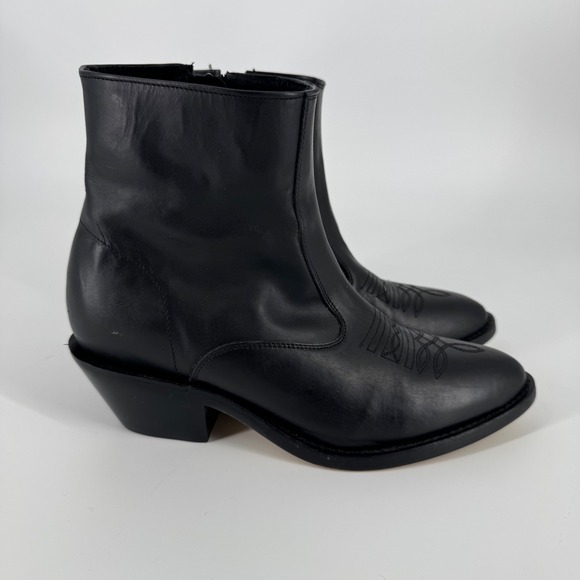 Masterson Boot Co Black Leather Western Ankle Boots Side Zip Men's 8.5D - Picture 3 of 10